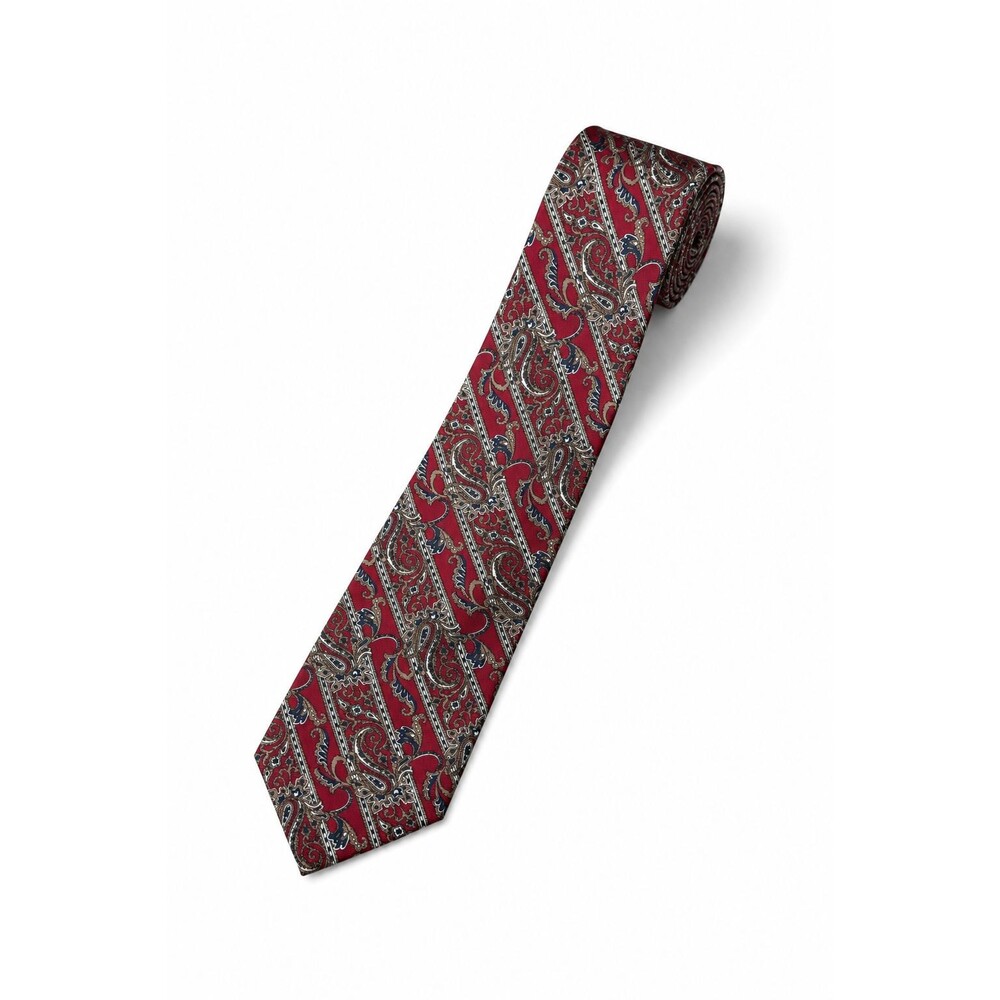 Christian Dior Paisley Silk Necktie Burgundy Navy Vintage Designer Men's